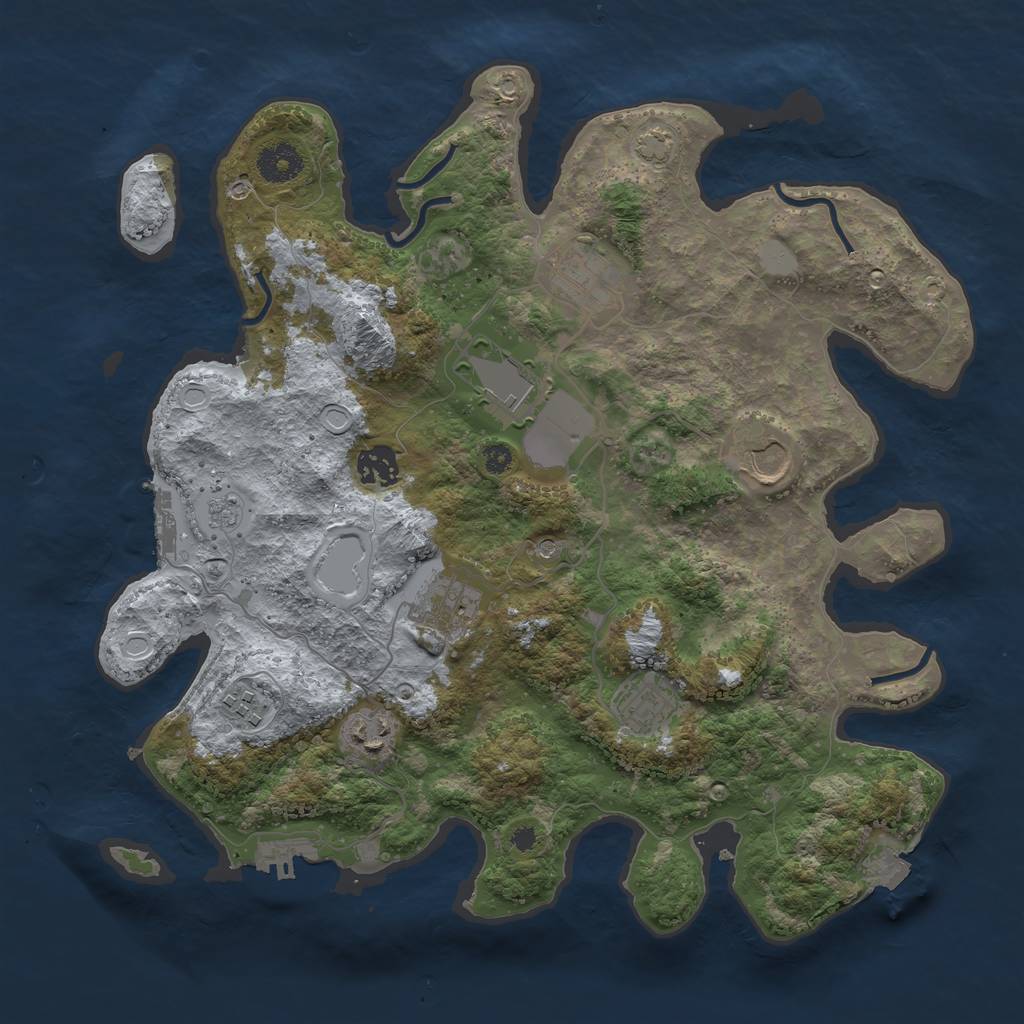Rust Map: Procedural Map, Size: 3600, Seed: 1389887987, 16 Monuments