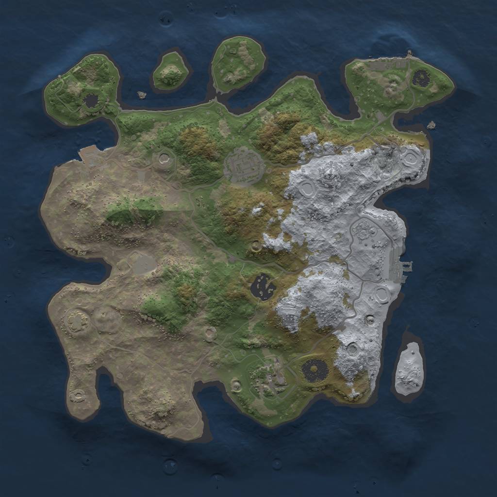 Rust Map: Procedural Map, Size: 3000, Seed: 80073015, 11 Monuments