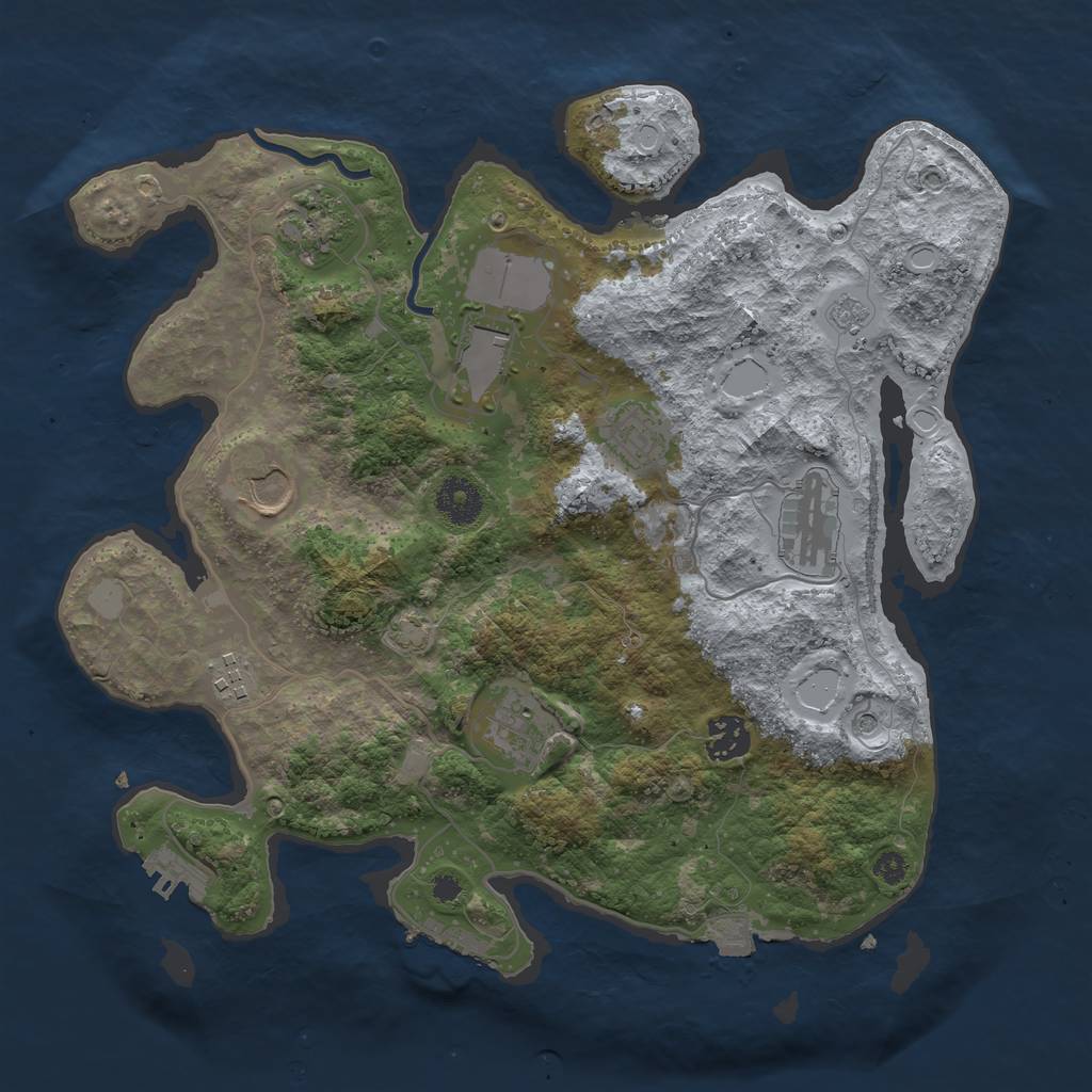 Rust Map: Procedural Map, Size: 3500, Seed: 1415171805, 16 Monuments