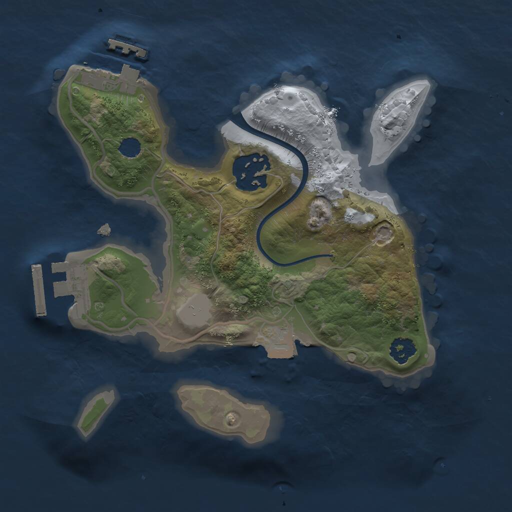 Rust Map: Procedural Map, Size: 2000, Seed: 587435, 4 Monuments