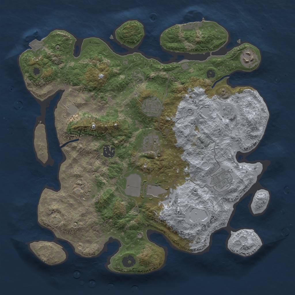 Rust Map: Procedural Map, Size: 3500, Seed: 179214002, 14 Monuments