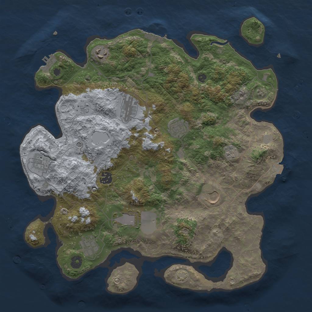 Rust Map: Procedural Map, Size: 3700, Seed: 17485737, 17 Monuments