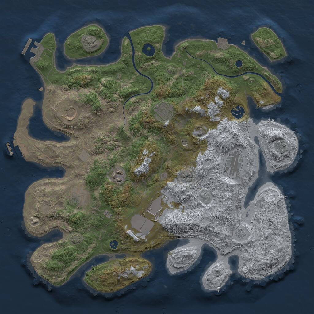 Rust Map: Procedural Map, Size: 3700, Seed: 142390528, 14 Monuments