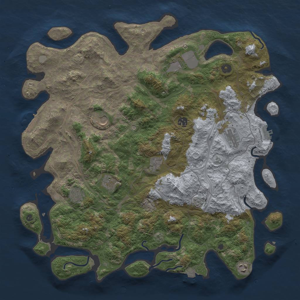 Rust Map: Procedural Map, Size: 4500, Seed: 57454, 17 Monuments