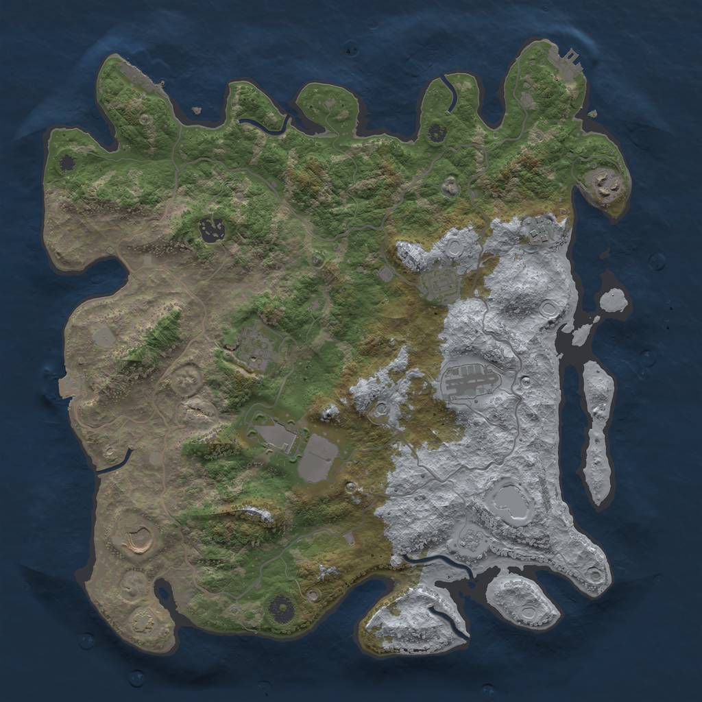Rust Map: Procedural Map, Size: 4000, Seed: 638393, 16 Monuments