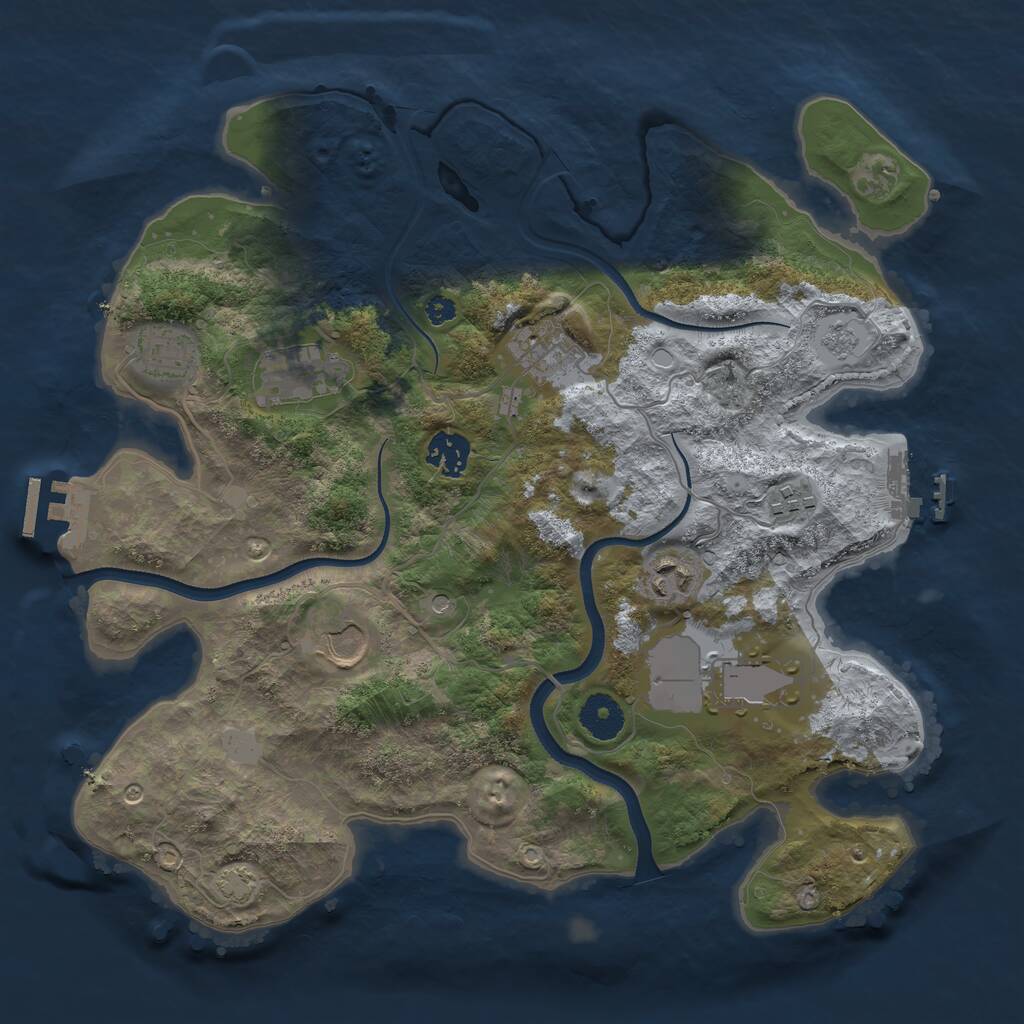 Rust Map: Procedural Map, Size: 3500, Seed: 316881441, 14 Monuments