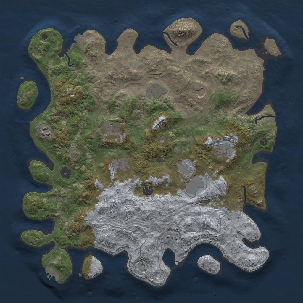 Rust Map: Procedural Map, Size: 4250, Seed: 854181968, 16 Monuments