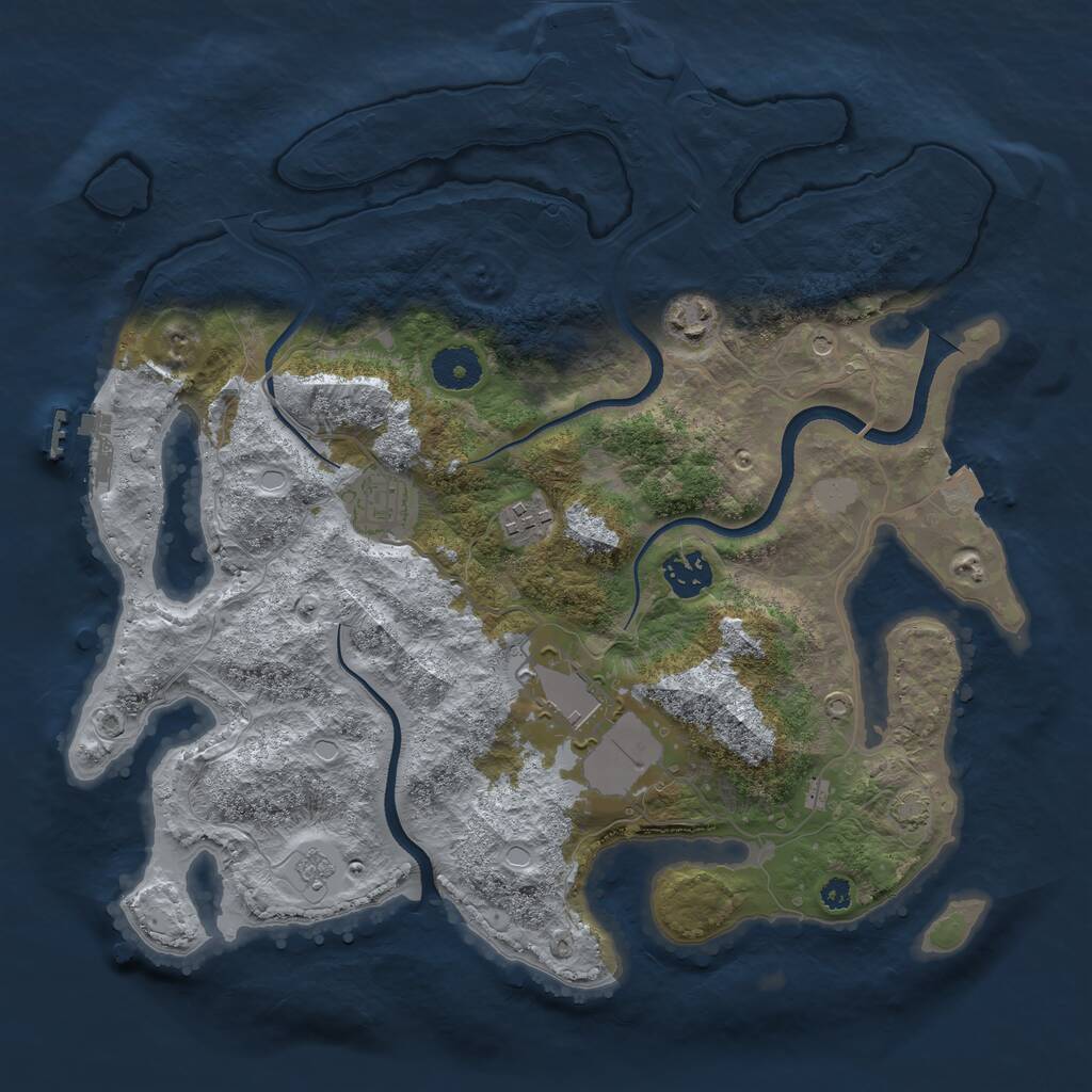 Rust Map: Procedural Map, Size: 3500, Seed: 409860846, 11 Monuments