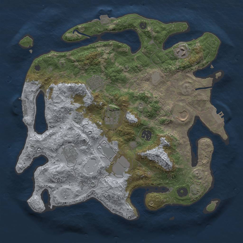 Rust Map: Procedural Map, Size: 3500, Seed: 409860846, 16 Monuments