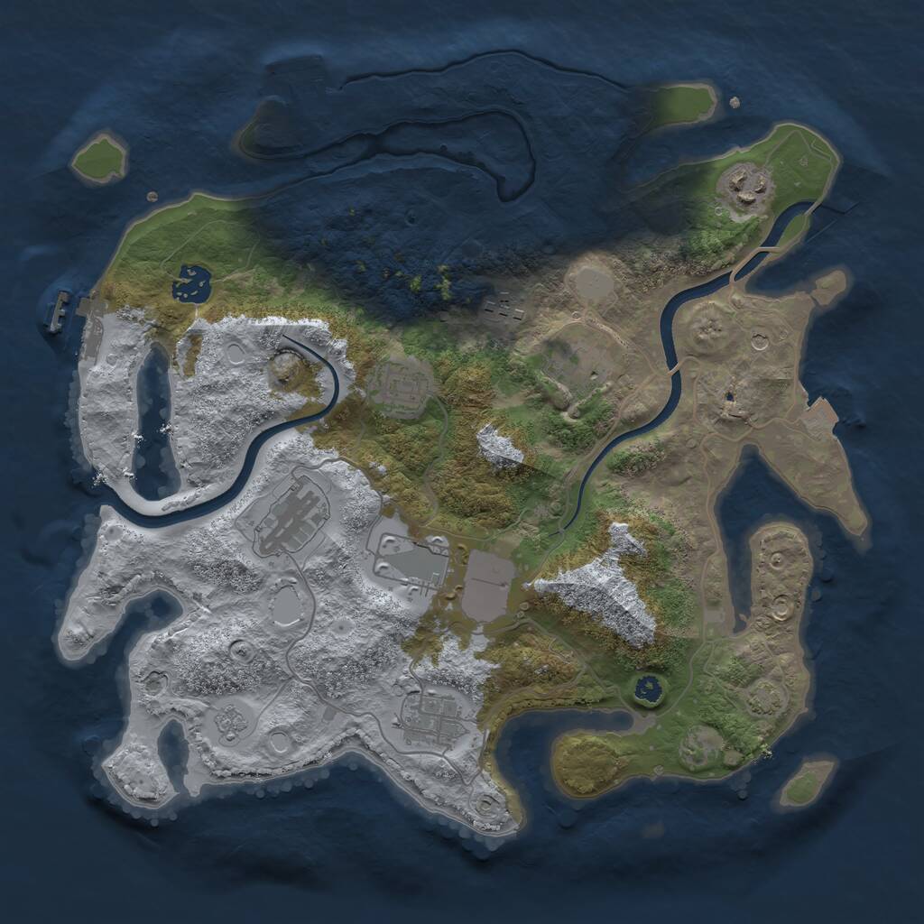 Rust Map: Procedural Map, Size: 3500, Seed: 409860846, 14 Monuments