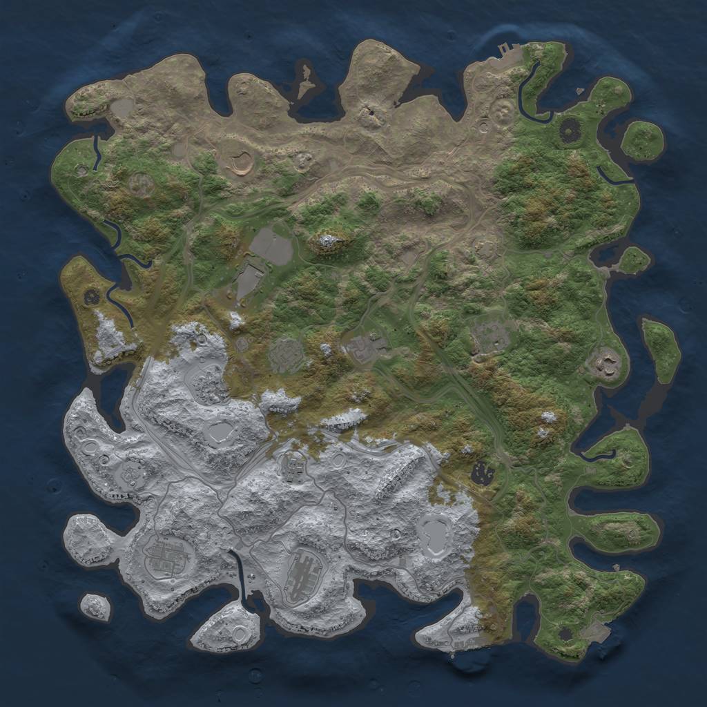Rust Map: Procedural Map, Size: 4500, Seed: 226723103, 19 Monuments