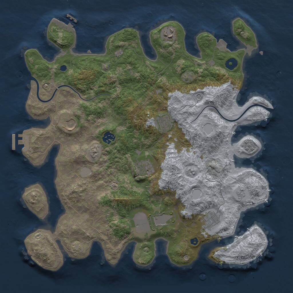 Rust Map: Procedural Map, Size: 3750, Seed: 575706233, 14 Monuments