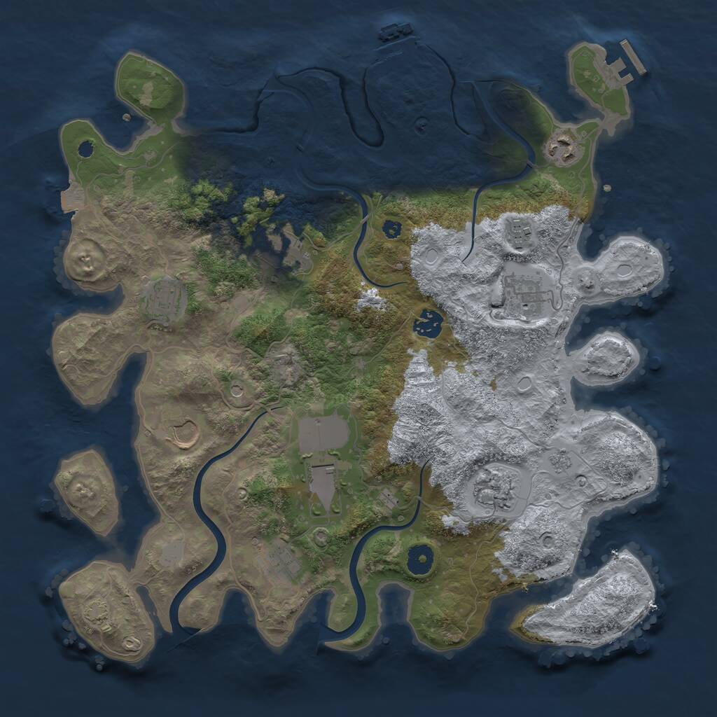 Rust Map: Procedural Map, Size: 3750, Seed: 575706233, 16 Monuments