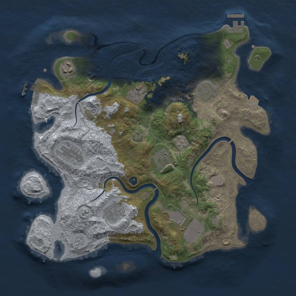 Rust Map: Procedural Map, Size: 3500, Seed: 1820860486, 14 Monuments