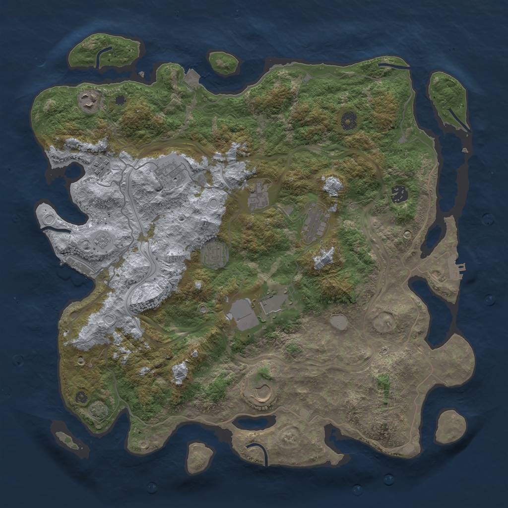 Rust Map: Procedural Map, Size: 4250, Seed: 206733101, 16 Monuments