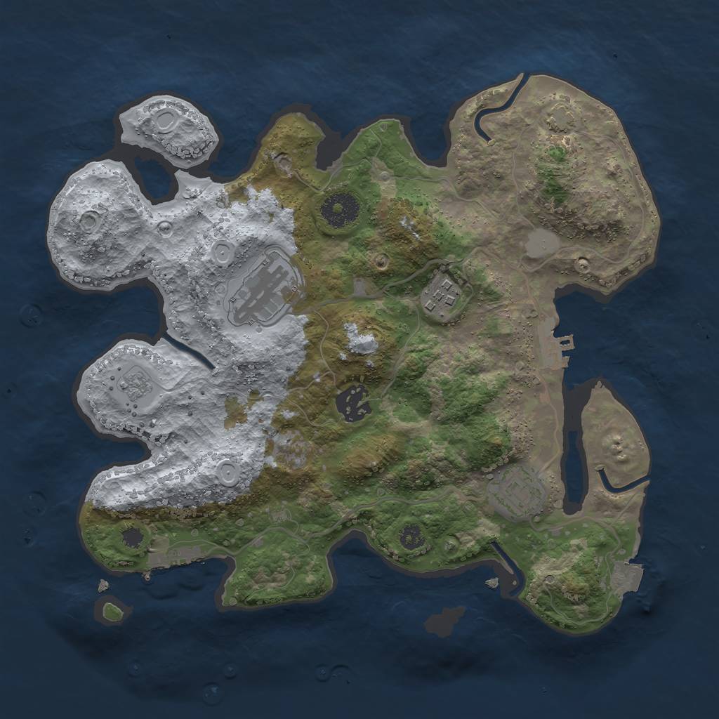 Rust Map: Procedural Map, Size: 3000, Seed: 293847, 11 Monuments
