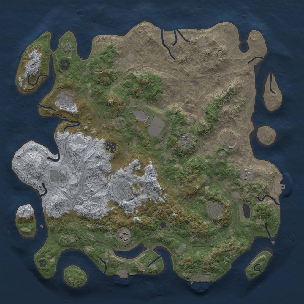 Rust Map: Procedural Map, Size: 4250, Seed: 2045050220, 16 Monuments