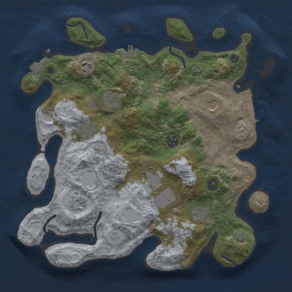 Rust Map: Procedural Map, Size: 3600, Seed: 1401509932, 17 Monuments