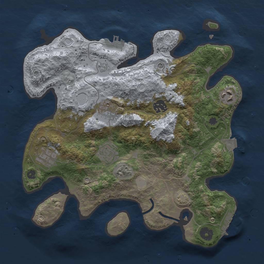 Rust Map: Procedural Map, Size: 3000, Seed: 74895, 13 Monuments