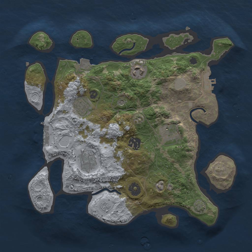 Rust Map: Procedural Map, Size: 3000, Seed: 13617, 13 Monuments