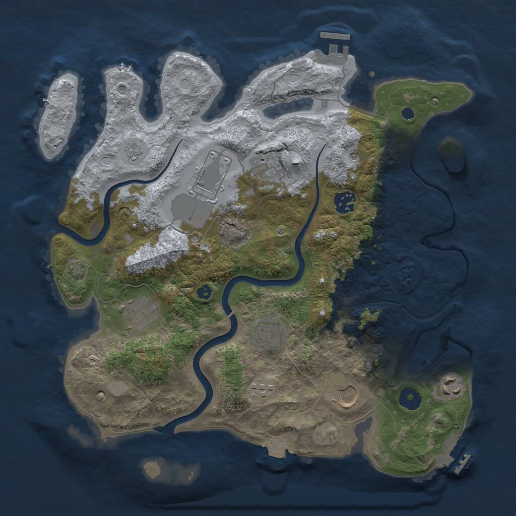 Rust Map: Procedural Map, Size: 3500, Seed: 572890238, 14 Monuments