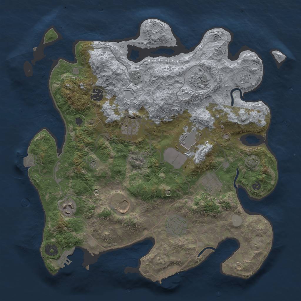 Rust Map: Procedural Map, Size: 3500, Seed: 22812363, 17 Monuments