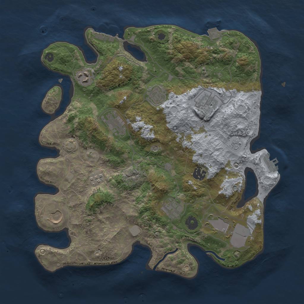Rust Map: Procedural Map, Size: 3500, Seed: 1188661169, 17 Monuments