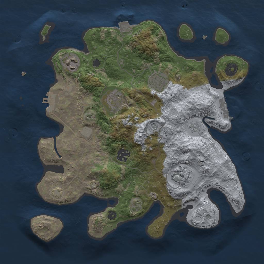 Rust Map: Procedural Map, Size: 3000, Seed: 1205, 13 Monuments
