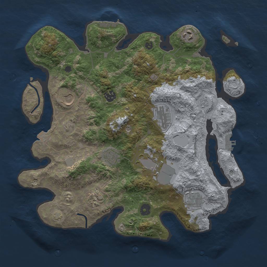Rust Map: Procedural Map, Size: 3500, Seed: 144805, 16 Monuments