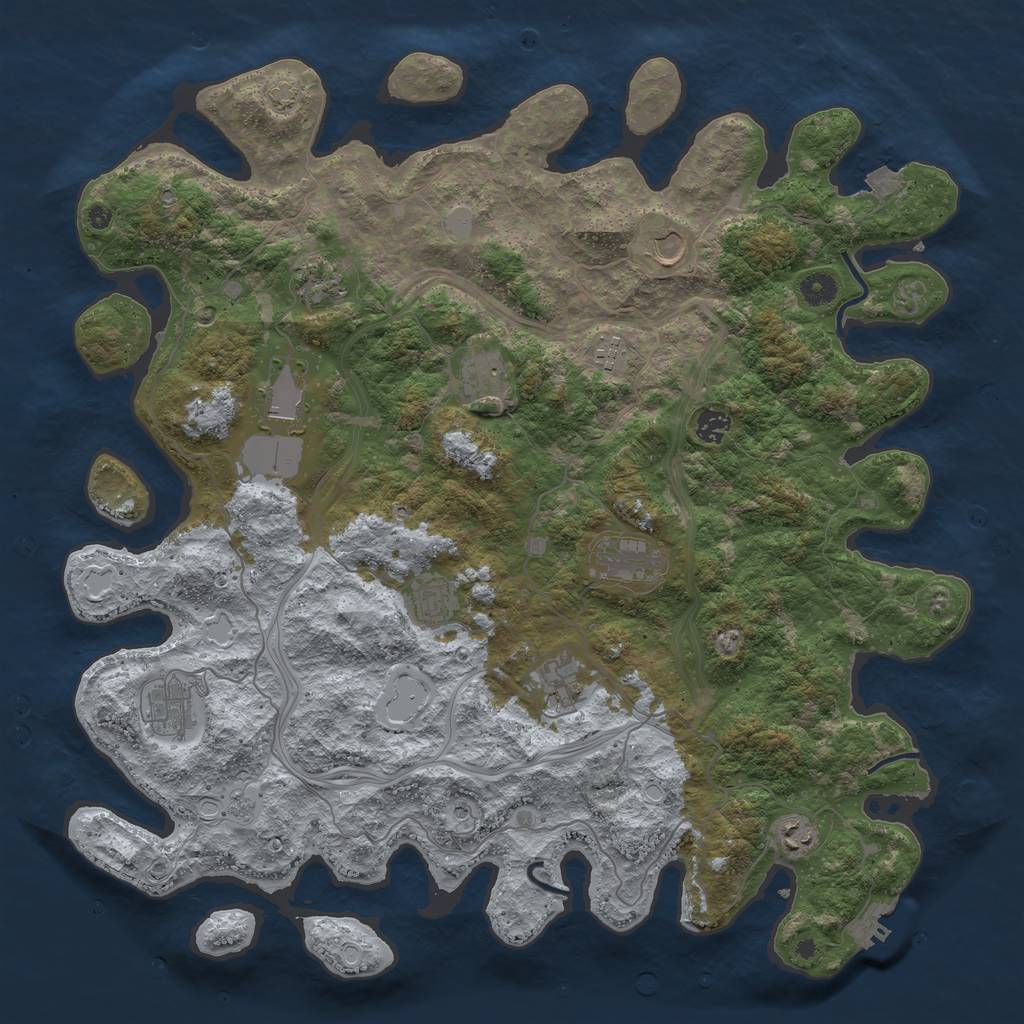 Rust Map: Procedural Map, Size: 4500, Seed: 763529589, 18 Monuments
