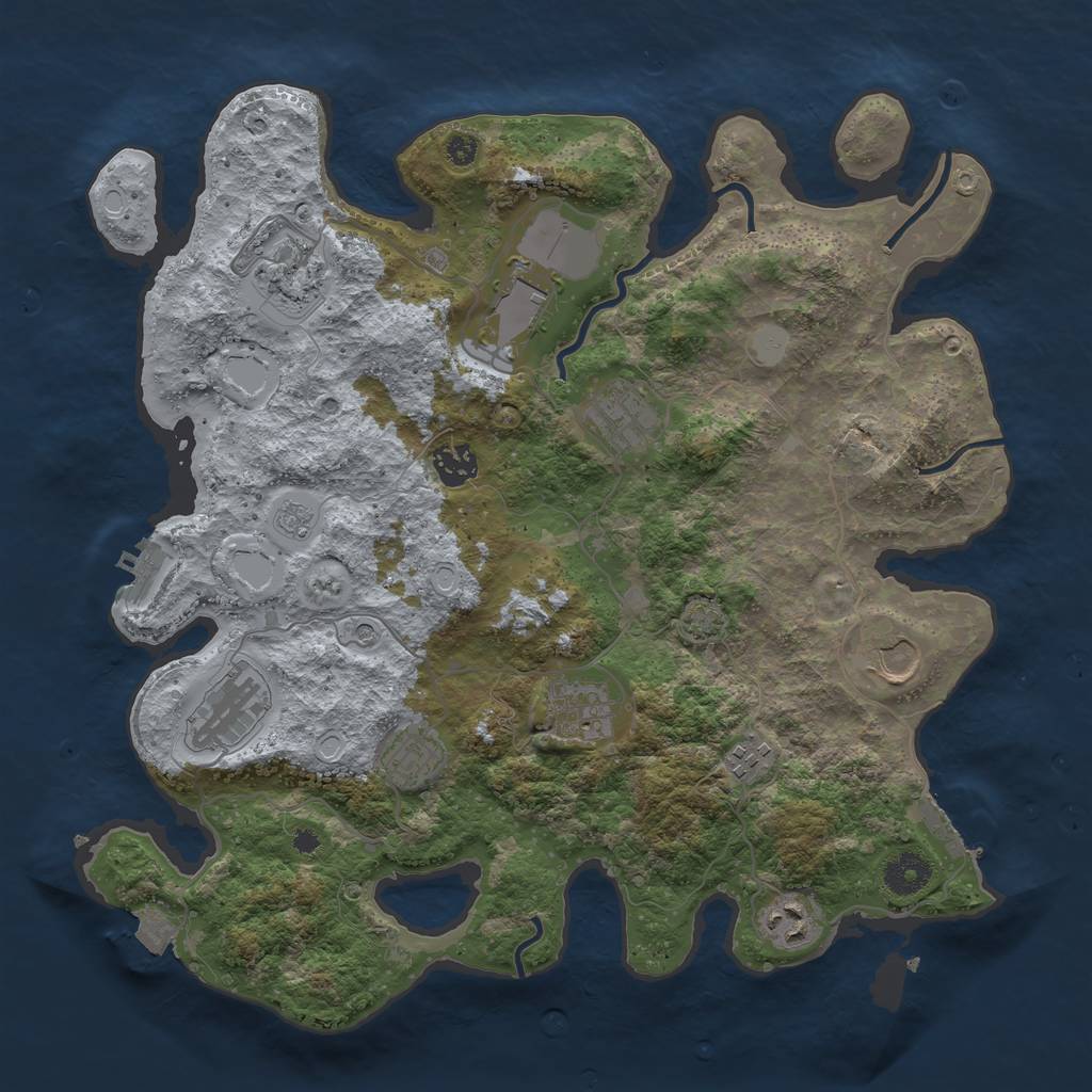 Rust Map: Procedural Map, Size: 3700, Seed: 214522764, 18 Monuments