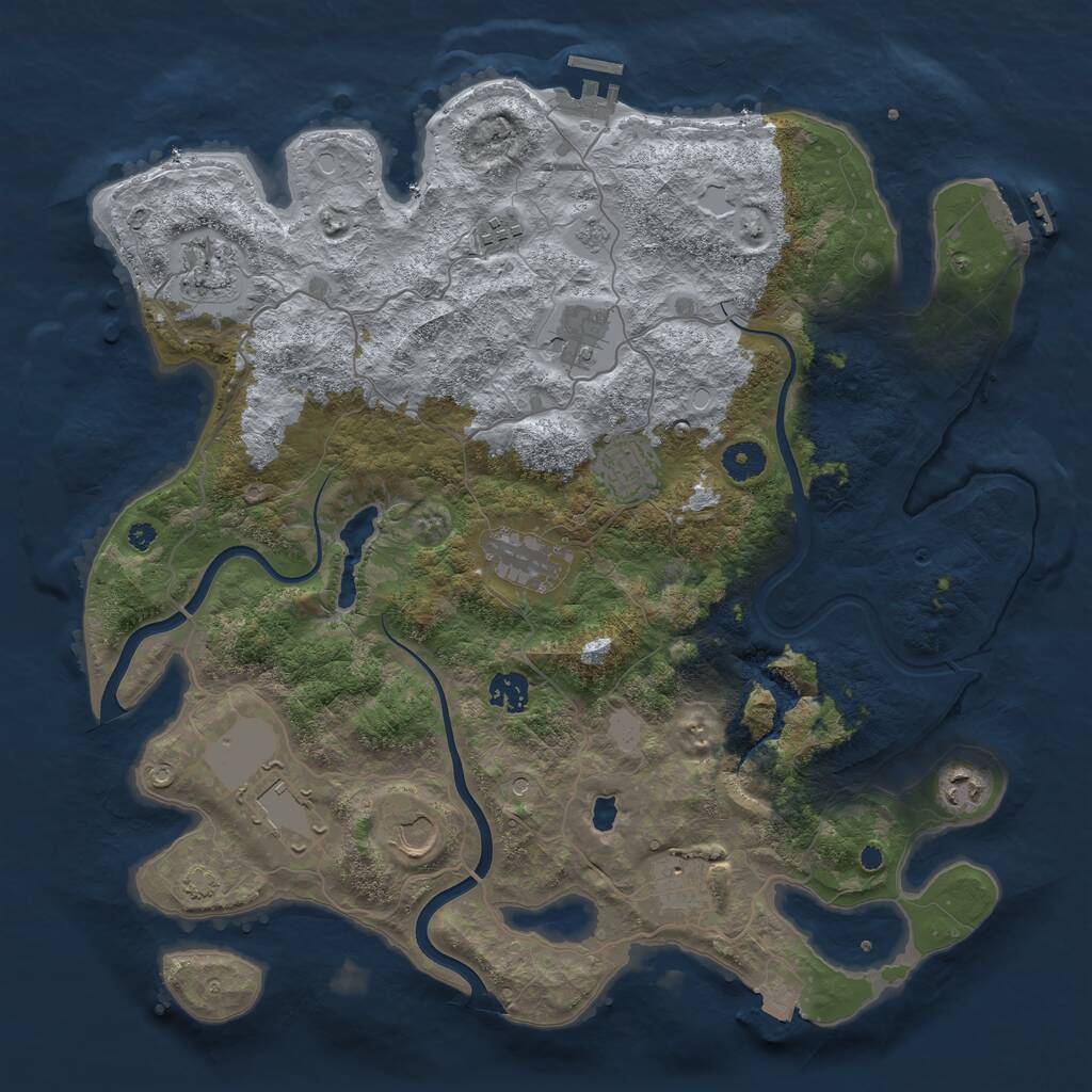 Rust Map: Procedural Map, Size: 4000, Seed: 809725036, 16 Monuments