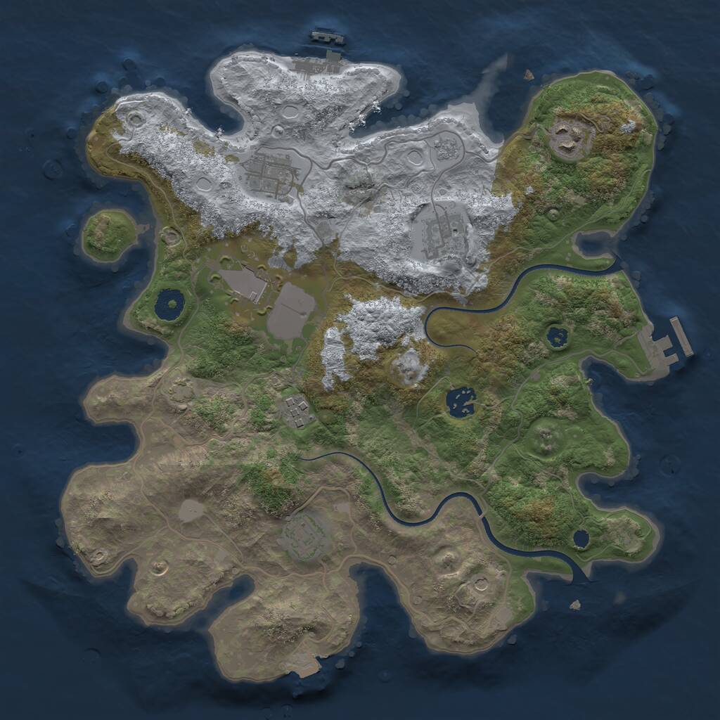 Rust Map: Procedural Map, Size: 3500, Seed: 762371655, 13 Monuments