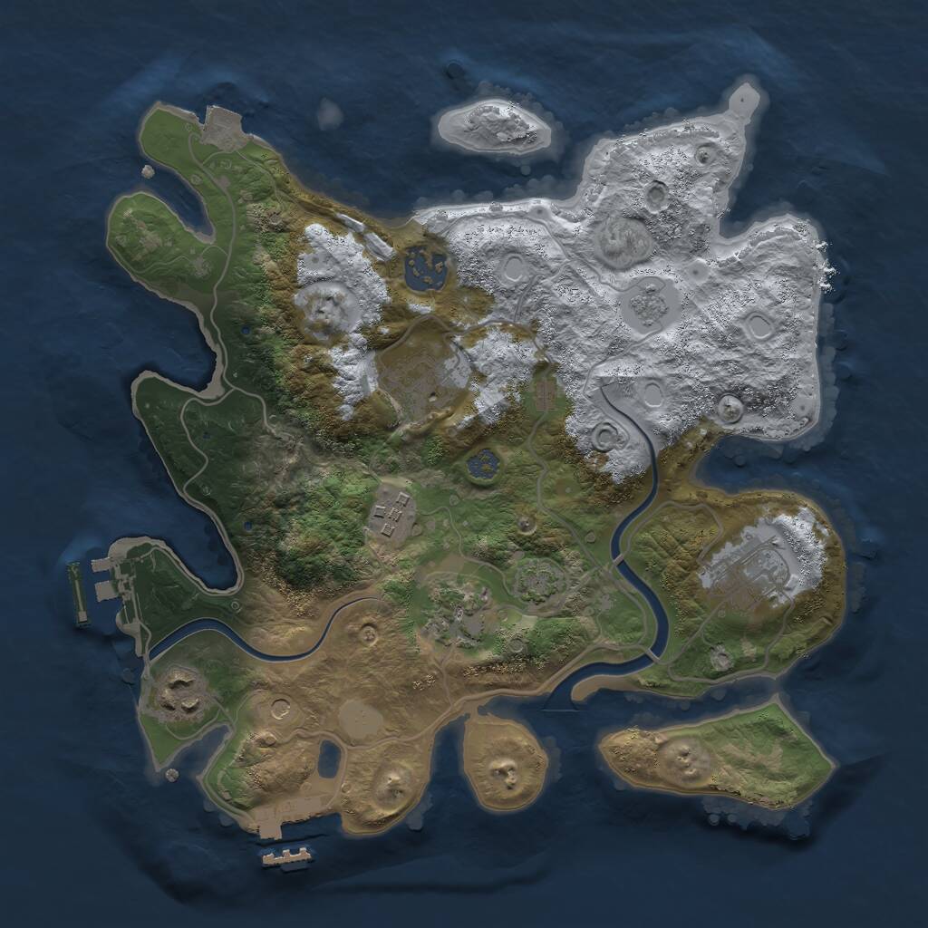 Rust Map: Procedural Map, Size: 3000, Seed: 689522136, 14 Monuments