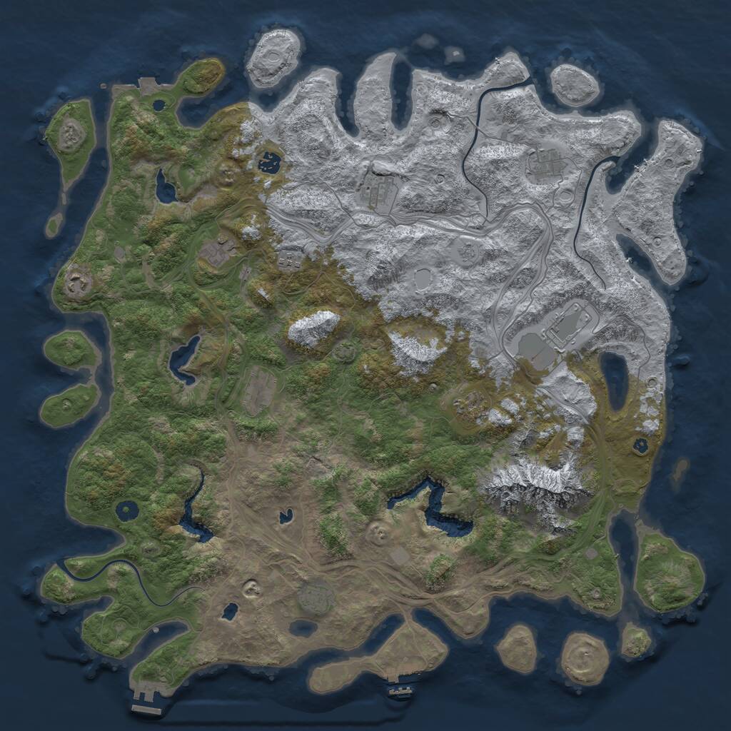 Rust Map: Procedural Map, Size: 5000, Seed: 1493876121, 16 Monuments