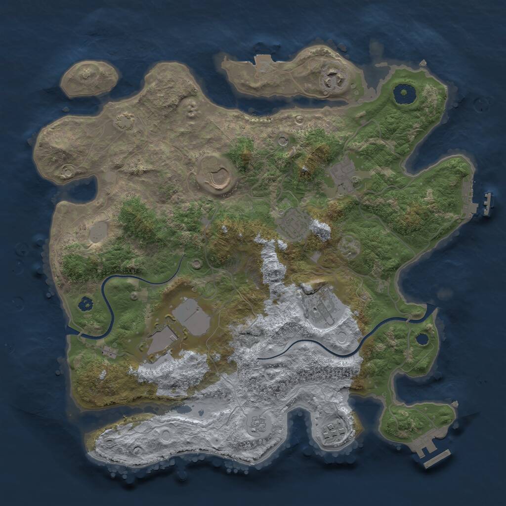 Rust Map: Procedural Map, Size: 3500, Seed: 792247081, 13 Monuments