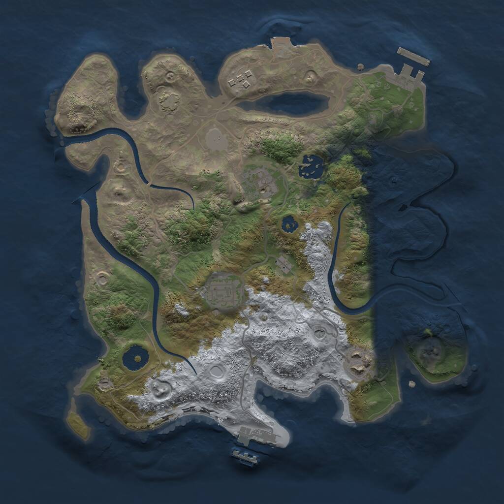 Rust Map: Procedural Map, Size: 3000, Seed: 1237514813, 10 Monuments