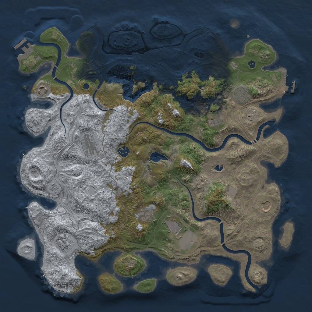 Rust Map: Procedural Map, Size: 4250, Seed: 2113057871, 16 Monuments