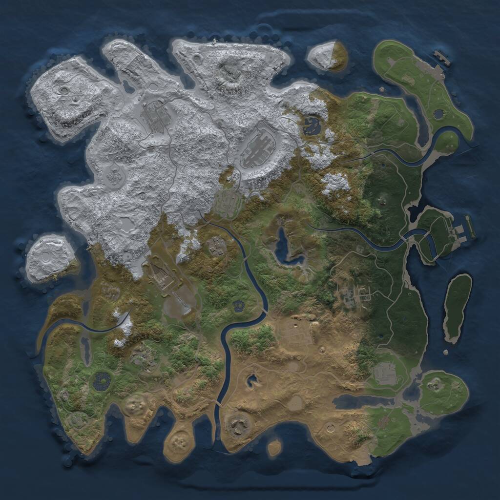 Rust Map: Procedural Map, Size: 4000, Seed: 85125621, 18 Monuments