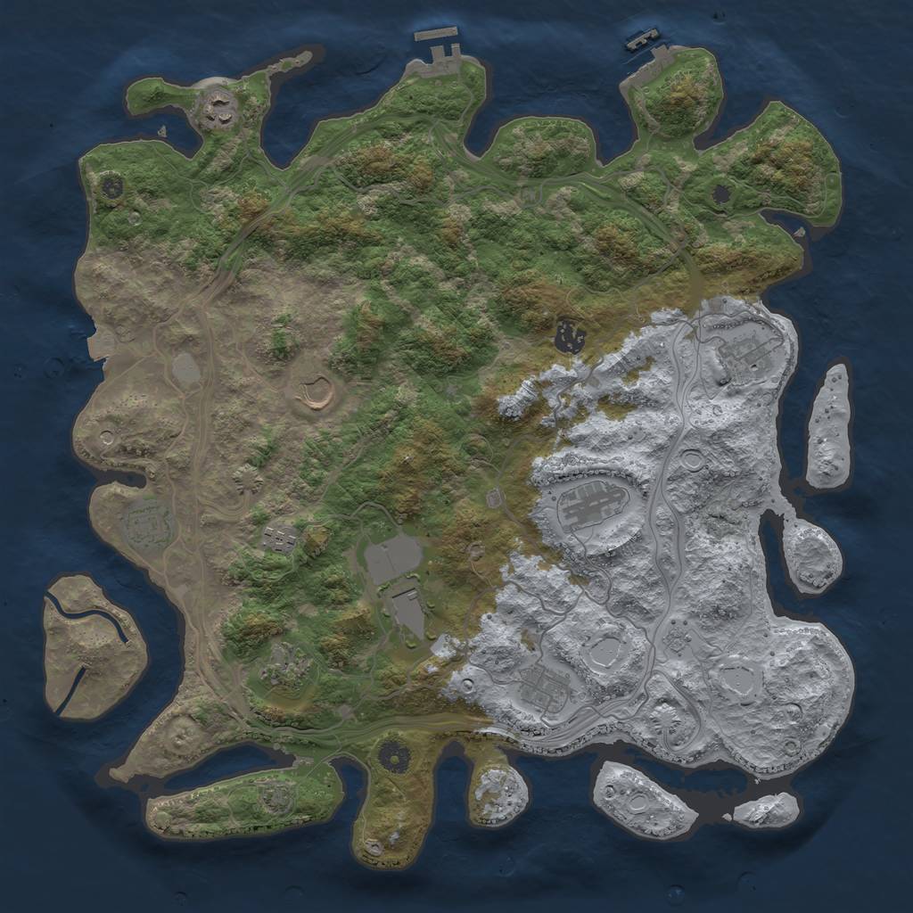 Rust Map: Procedural Map, Size: 4250, Seed: 501238751, 18 Monuments