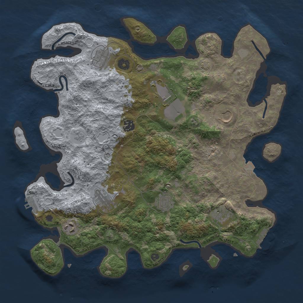 Rust Map: Procedural Map, Size: 3800, Seed: 223358, 16 Monuments