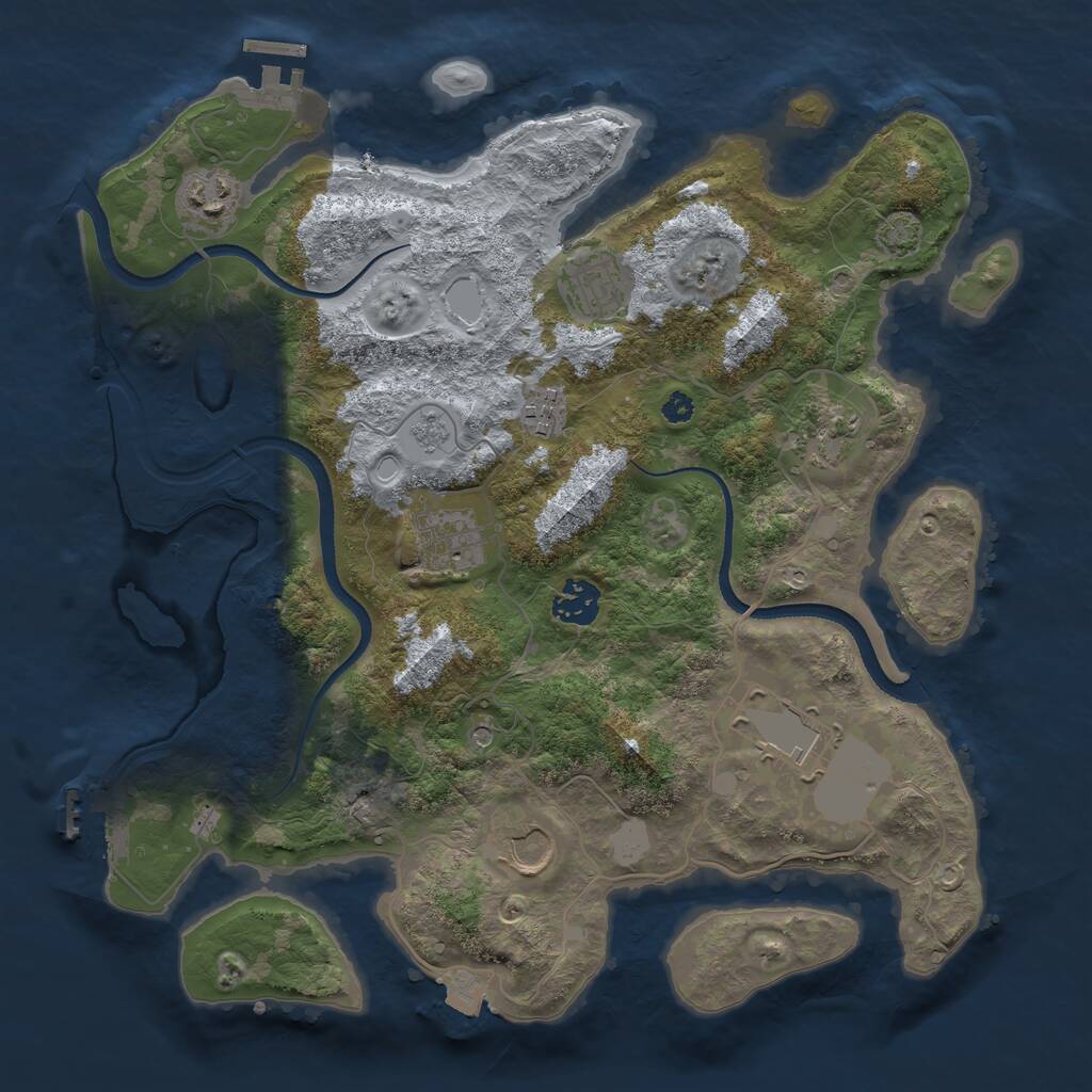 Rust Map: Procedural Map, Size: 3500, Seed: 1674056404, 14 Monuments