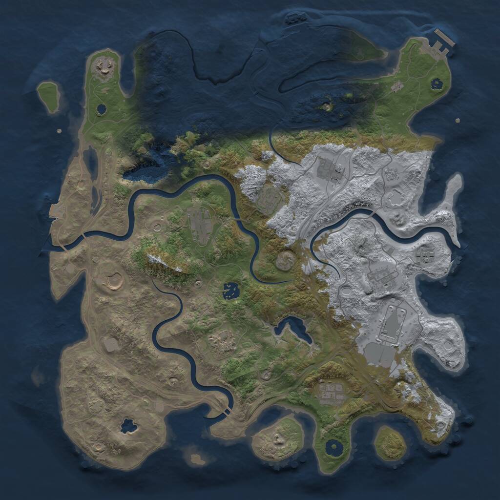 Rust Map: Procedural Map, Size: 4250, Seed: 1196203199, 17 Monuments