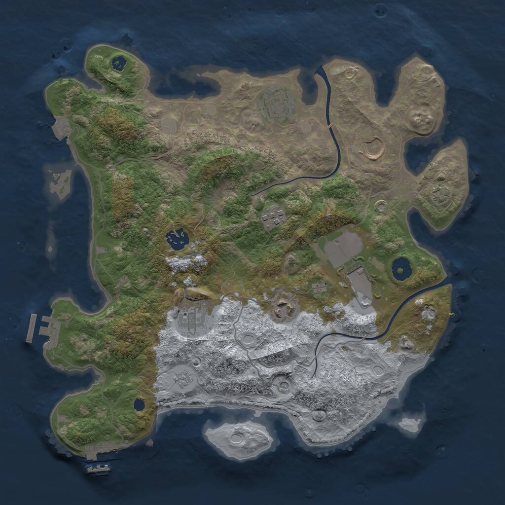 Rust Map: Procedural Map, Size: 3500, Seed: 114929116, 13 Monuments