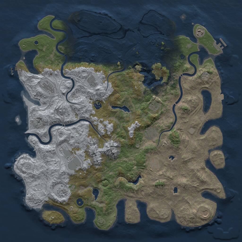 Rust Map: Procedural Map, Size: 5000, Seed: 766001337, 17 Monuments