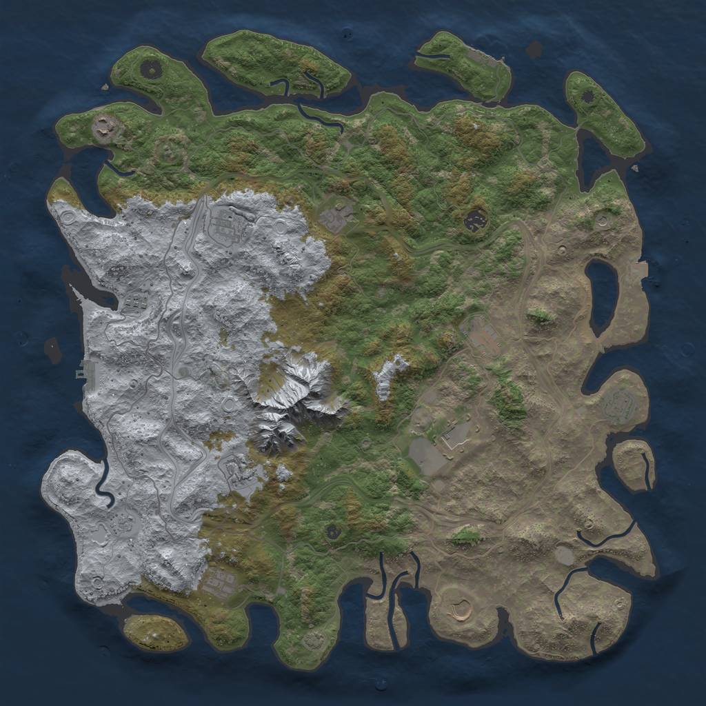 Rust Map: Procedural Map, Size: 5000, Seed: 766001337, 19 Monuments