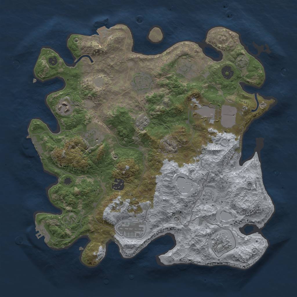 Rust Map: Procedural Map, Size: 3500, Seed: 1377571907, 17 Monuments