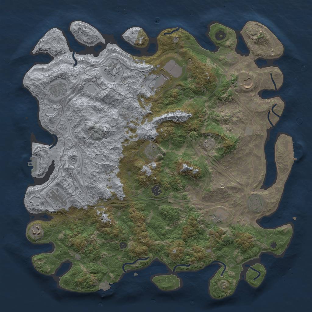 Rust Map: Procedural Map, Size: 4500, Seed: 916507938, 19 Monuments