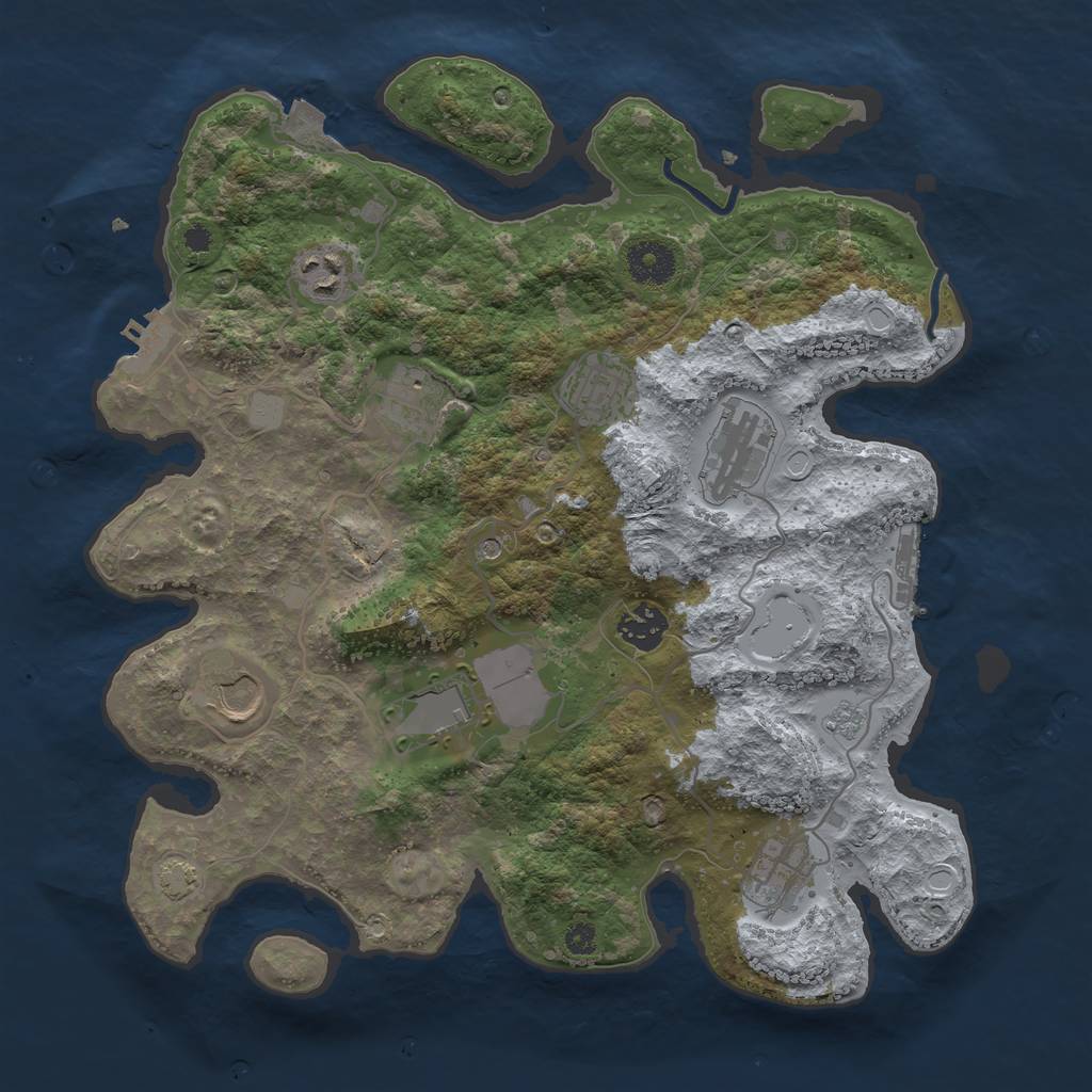 Rust Map: Procedural Map, Size: 3500, Seed: 237339963, 16 Monuments
