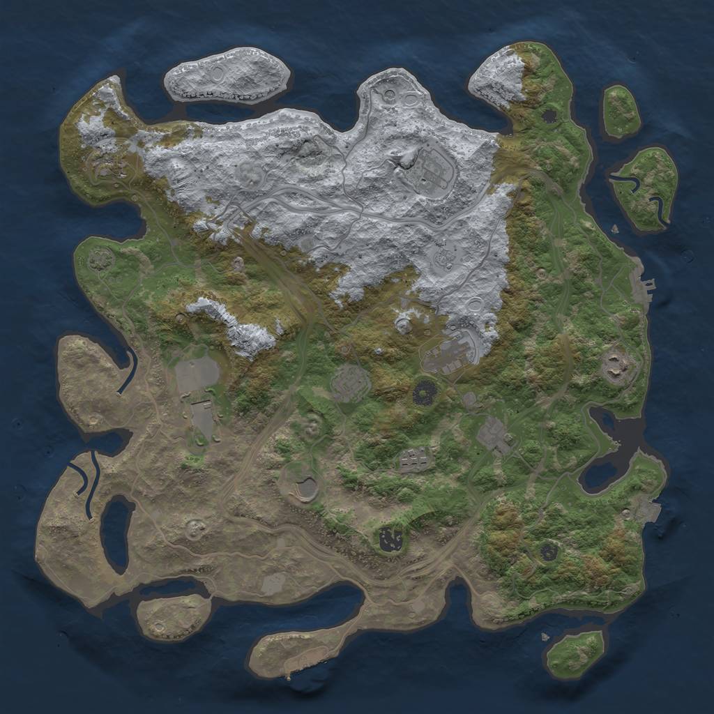 Rust Map: Procedural Map, Size: 4250, Seed: 307380349, 18 Monuments